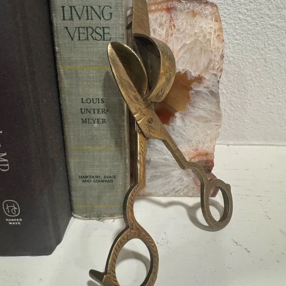 Vintage‎ Antique brass Decorative wick Scissors candle snuffer